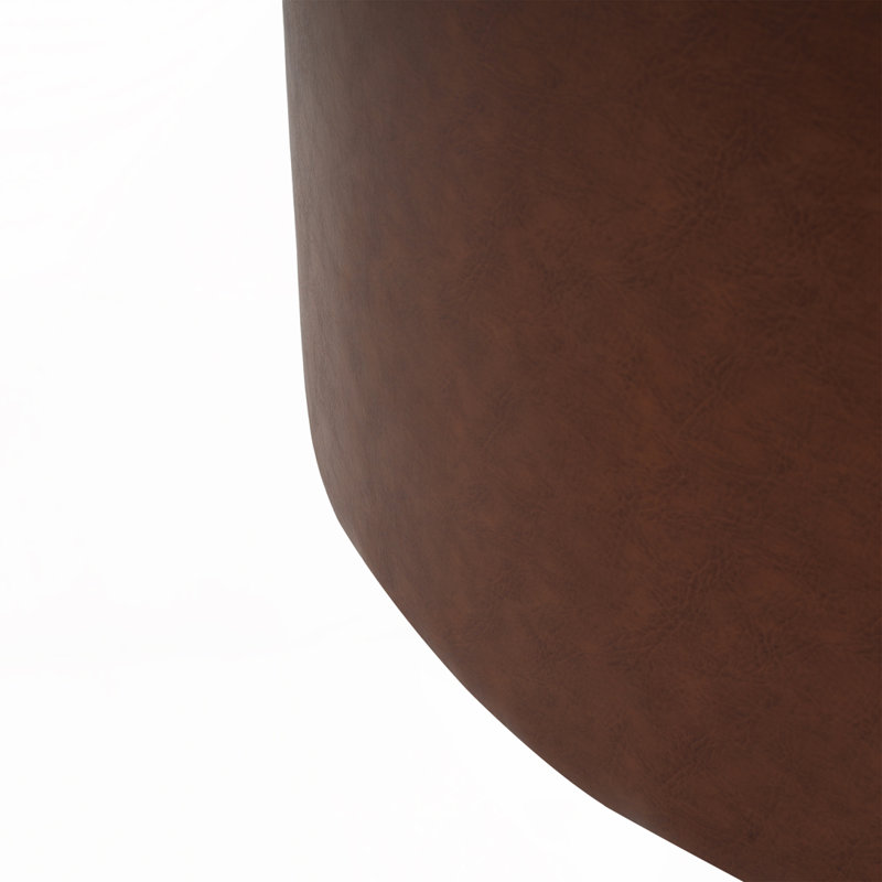 Round Ottoman, Light Brown