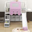 Lit mezzanine simple en bois avec tente-576023107