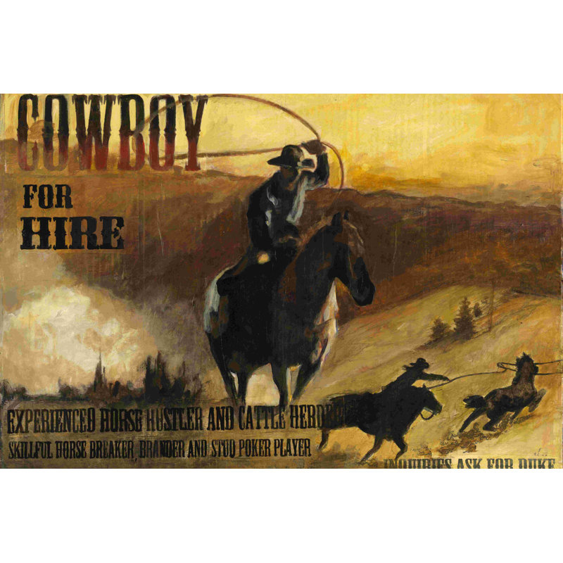 Cowboy à embaucher, impression sur toile tendue, H 24 po x l 36 po