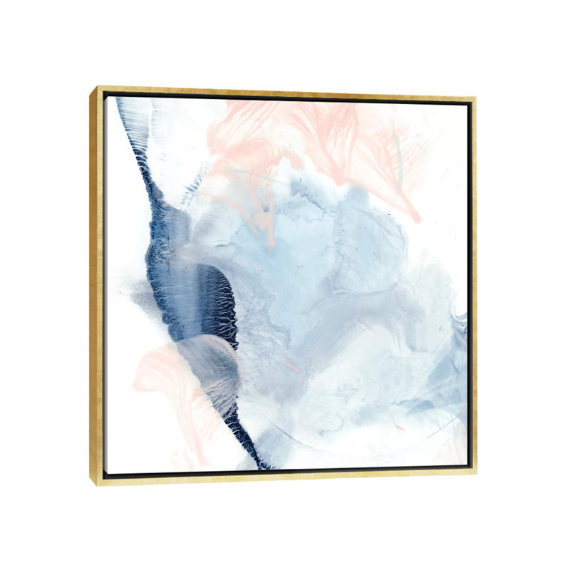 "Indigo & blush II" par Ethan Harper, reproduction d’art, Pas de tapis, Toile encadrée d'or, H 37 po x l 37 po x P 1,5 po