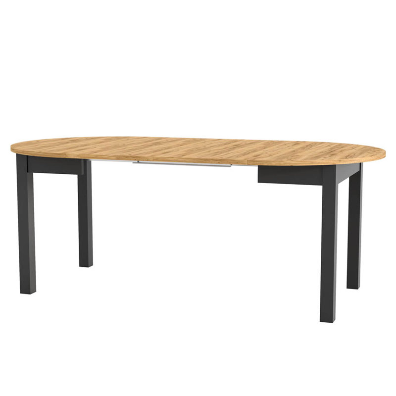 Homou 105-240 cm Extendable Dining Table, Craft Oak, Black