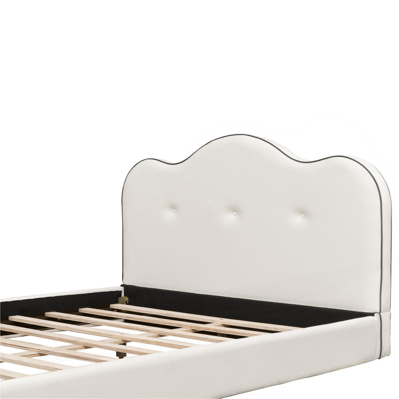 Lit plateforme rembourré Queen Size, beige