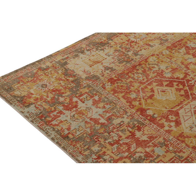 Distressed Homage Hand Knotted Wool Geometric Area Rug, Rectangle 10' x 14'