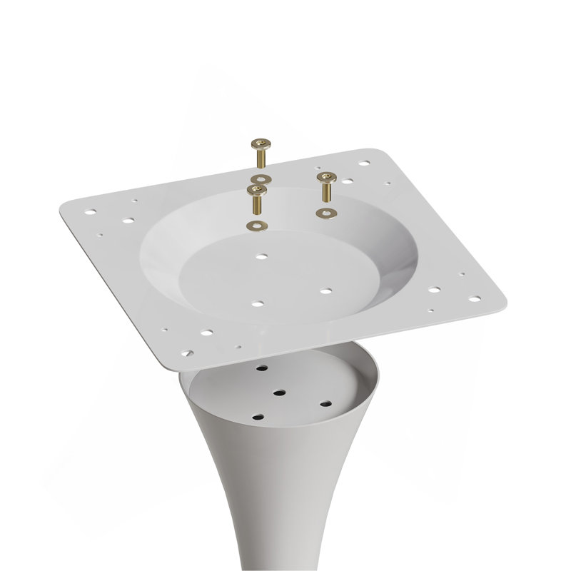 24'' White Round Table With MDF Top And Steel Base Tulip Round Kitchen Table, White, 29.1"H x 23.6"L x 23.6"W, Wood