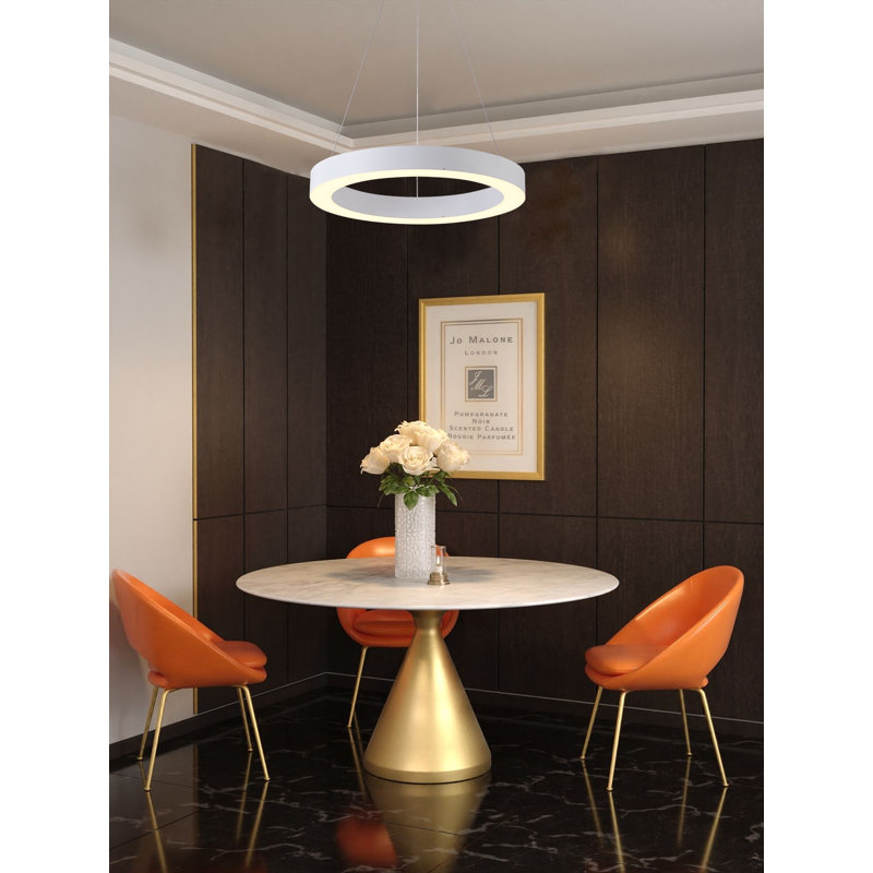 Lustre halo 1 lumière DEL blanc mat, Blanc mat