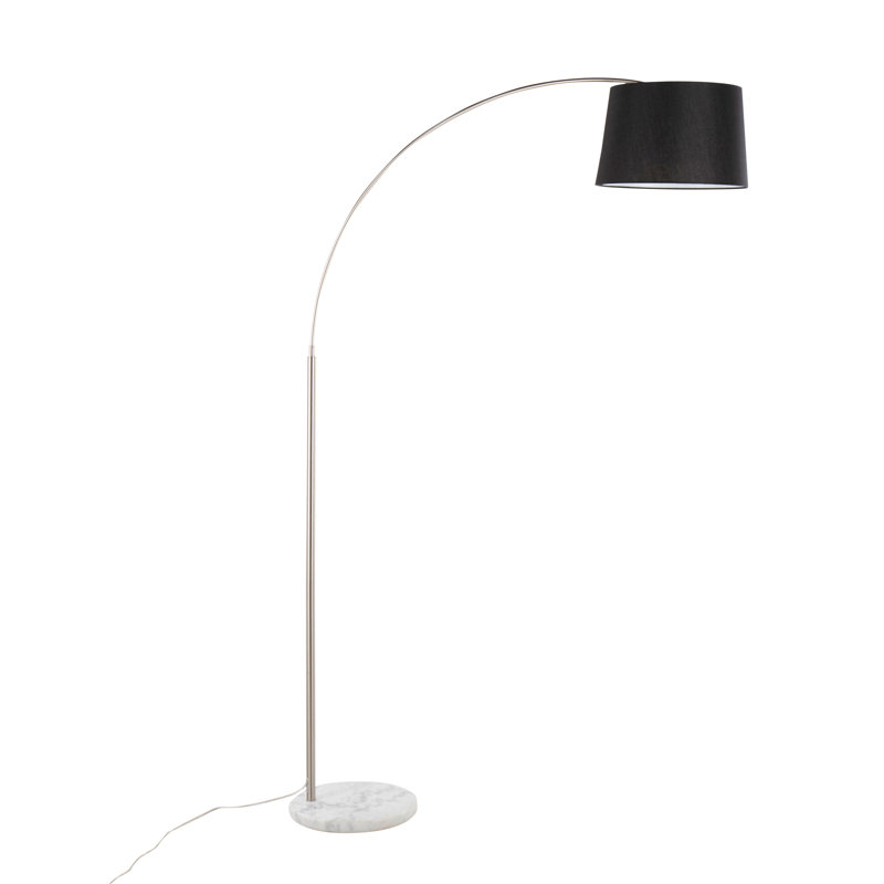 Lampe sur pied contemporaine March en marbre noir et métal avec abat-jour en lin, Noir