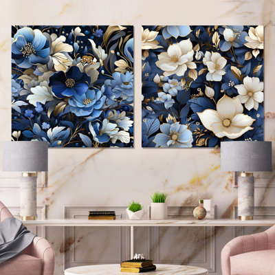 Loic - Ensemble de 2 carrés à motif floral en métal