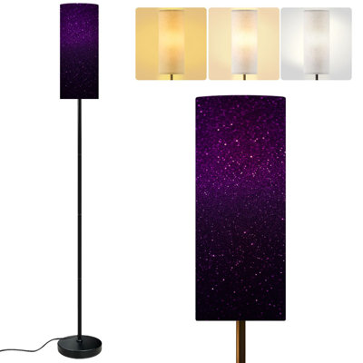  68.5" Standing Floor Lamp Purple Glittering Defocused Lights Star Space Abstract Dimmable Metal Pole Lamp with Linen Lampshade LED Bulb Included