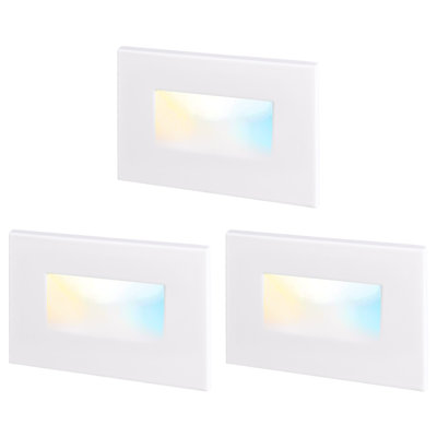 White Integrated LED Metal Step Light Pack