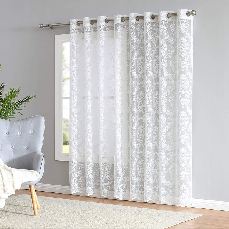 Panneau de rideau simple semi-diaphane avec œillets Lisa, Ivoire ivoire, L 102 po x L 84 po