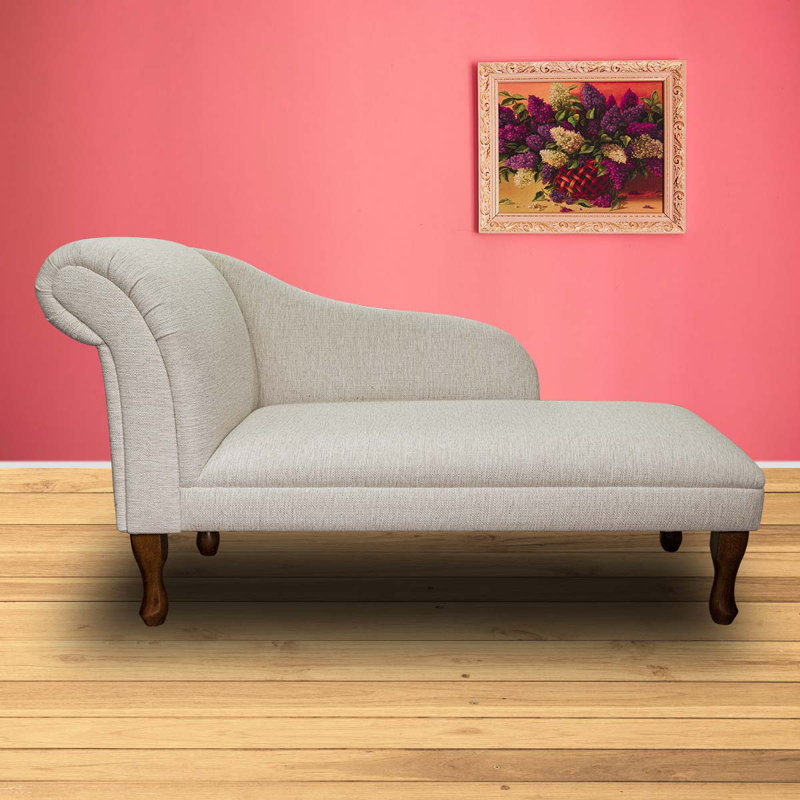 Upholstered Chaise Lounge, Dark Brown, Light Beige