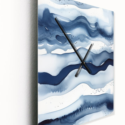 Abstract Classic Blue Waves III - Fractals Modern Wall Clock