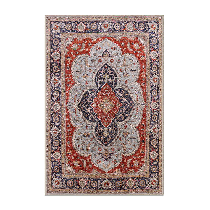Tapis oriental rouge / bleu Lernig, Rectangle 5 pi x 7 pi