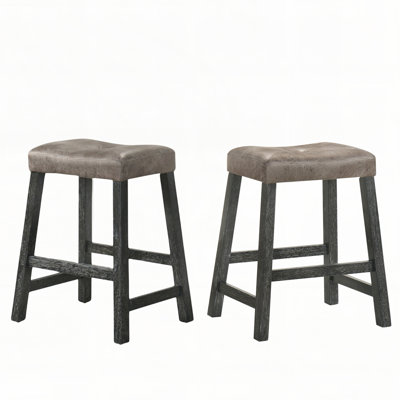 Rustic Backless Counter Stool with Nailhead Trim