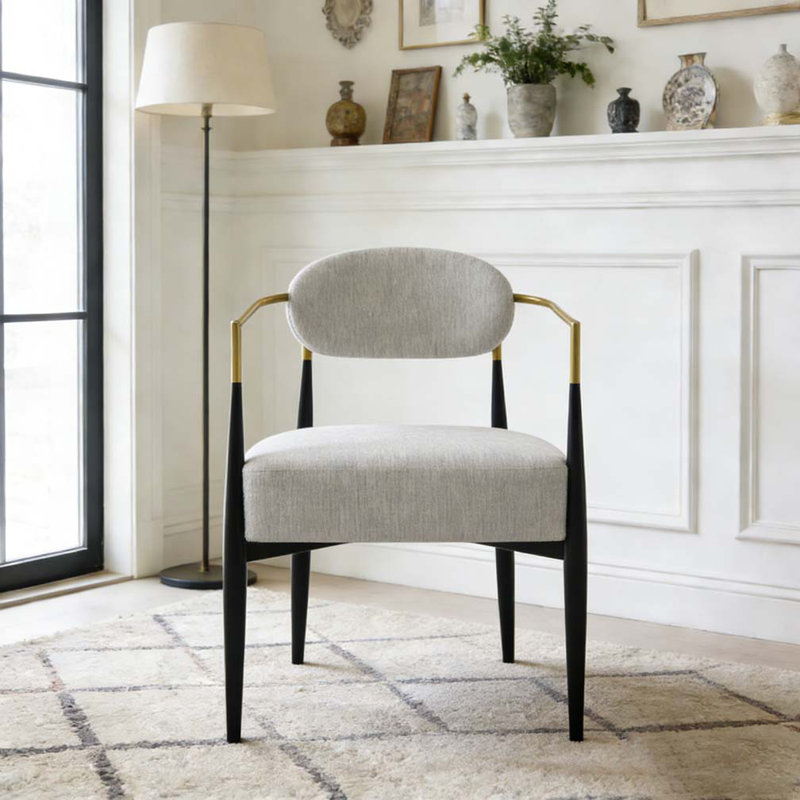 Fauteuil d'appoint moderne rembourré, Beige, noir, or