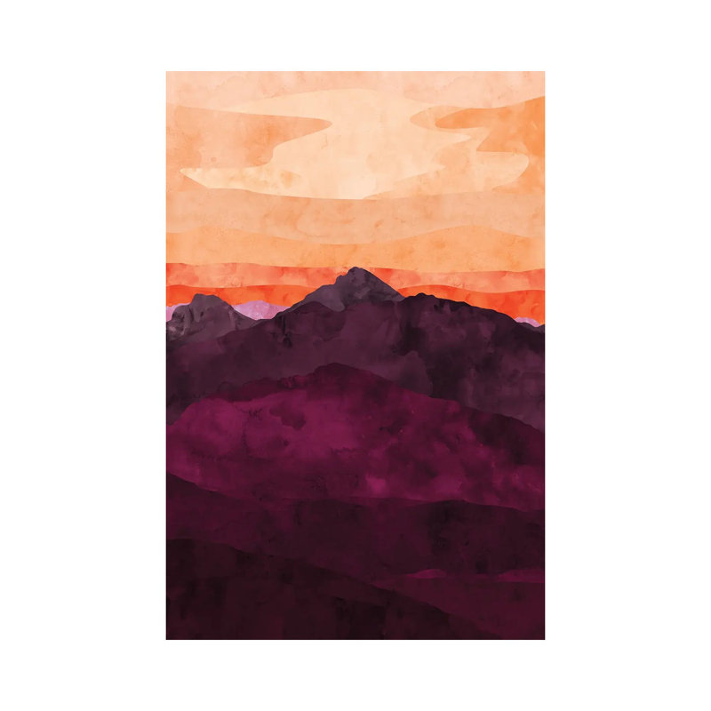 Montagne mauve au coucher du soleil, H 18 po x l 12 po x 1,5 po