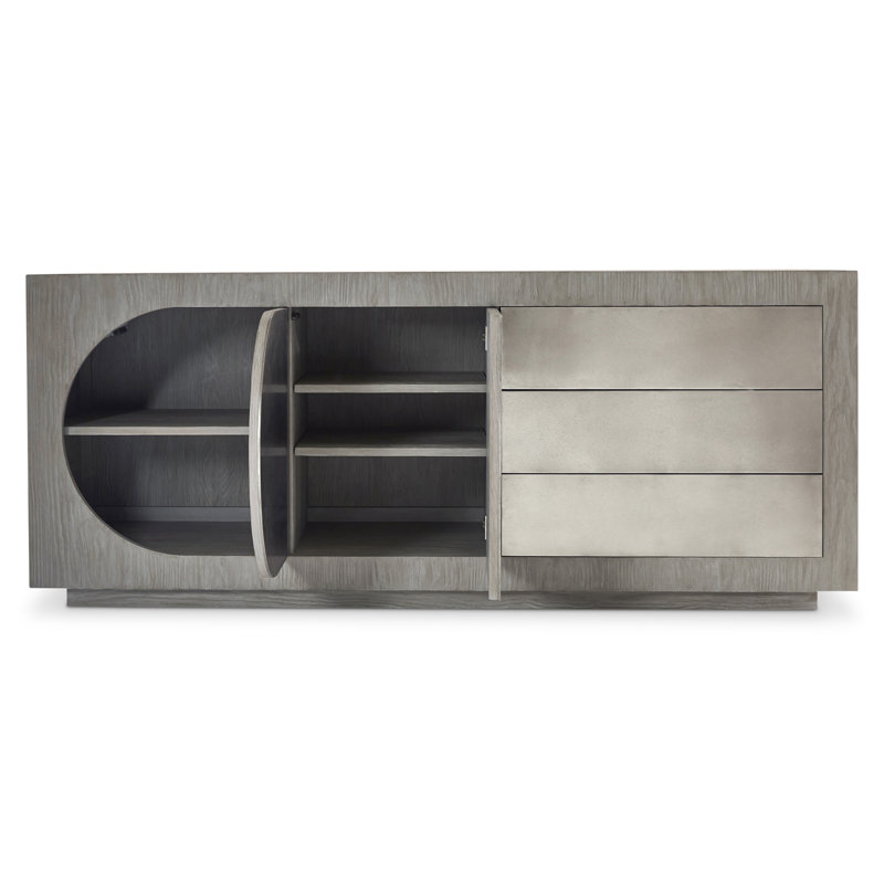 Trianon Contemporary Beige Pine Sideboard with Aluminum Accents