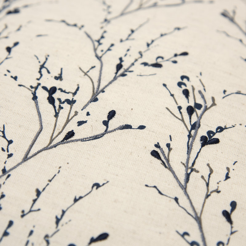 Embroidered Cotton Throw Pillow, Natural/Blue