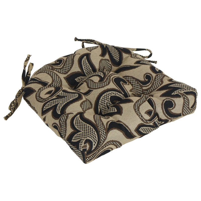 16-Inch Rounded Back Woven Tapestry Tufted Chair Cushions (Set Of 2)
