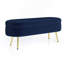 Banc de rangement ovale, flanelle avec pieds en métal - bleu foncé-130075117-130075122
