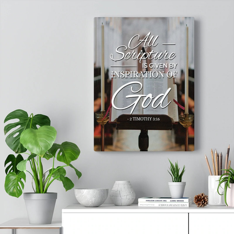 «All Scripture 2 Timothée 3: 16», impression murale verset de la Bible prête à être accrochée, H 16 po x l 12 po x P 1,25 po