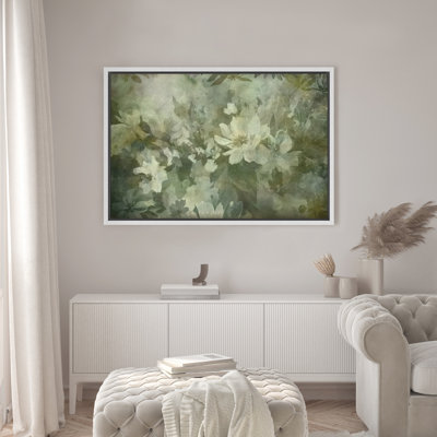 Doux vert botanique, reproduction d'art sur toile encadrée dans la chambre principale