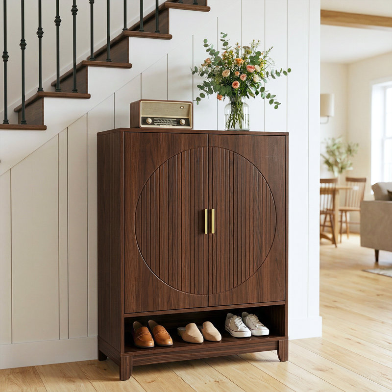 6-Tier Wooden Shoe Cabinet with Doors, Shoe Storage Organizer with Adjustable Shelves, Holds Up to 24 Pairs