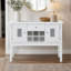 Buffet Elizaveta en faux cristal avec finition laquée blanche lustrée, meuble de rangement élégant pour salle à manger