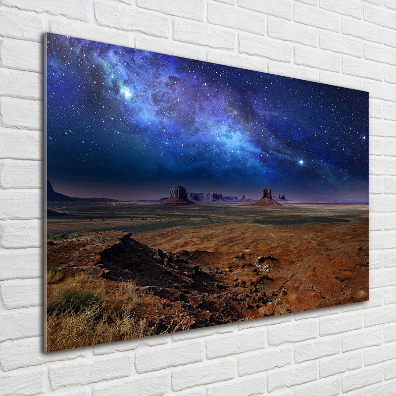Glass Print Wall Art 100X70cm Image Printed On Glass Decorative Wall Picture Behind Toughened / Tempered Safety Real Glass For Kitchen & Living Room Theme:Starry Night
