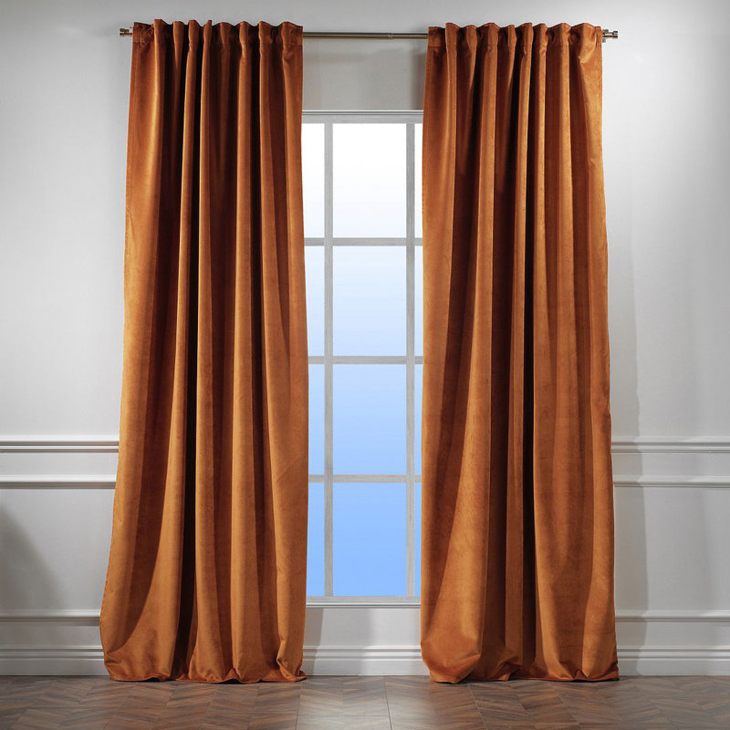 Panneau de rideau doublé occultant en velours mat très large et très long, L 52 po x L 95 po, 58 Bourbon