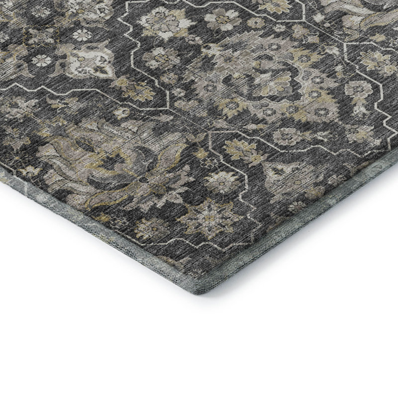 Premium Machine Washable Alliah AMF94 Gray Rug, Rectangle 1'8" x 2'6"