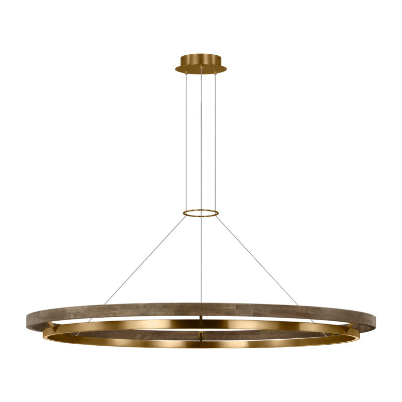 Sean Lavin Grace LED 60'' dimmable chandelier in matte black and weathered oak wood oak finish
