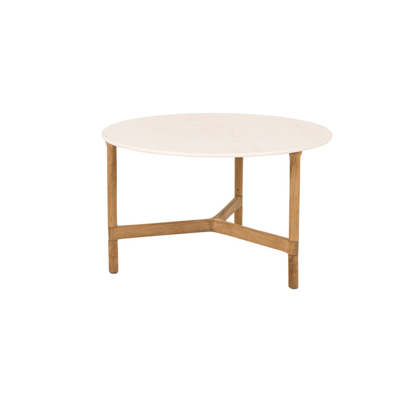 Twist Outdoor Round Teak Coffee Table, Beige, 28"