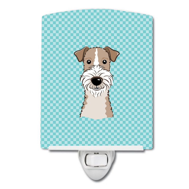 Éclairage de nuit en céramique damier de braque teckel, Bleu, Fox-terrier à poil dur
