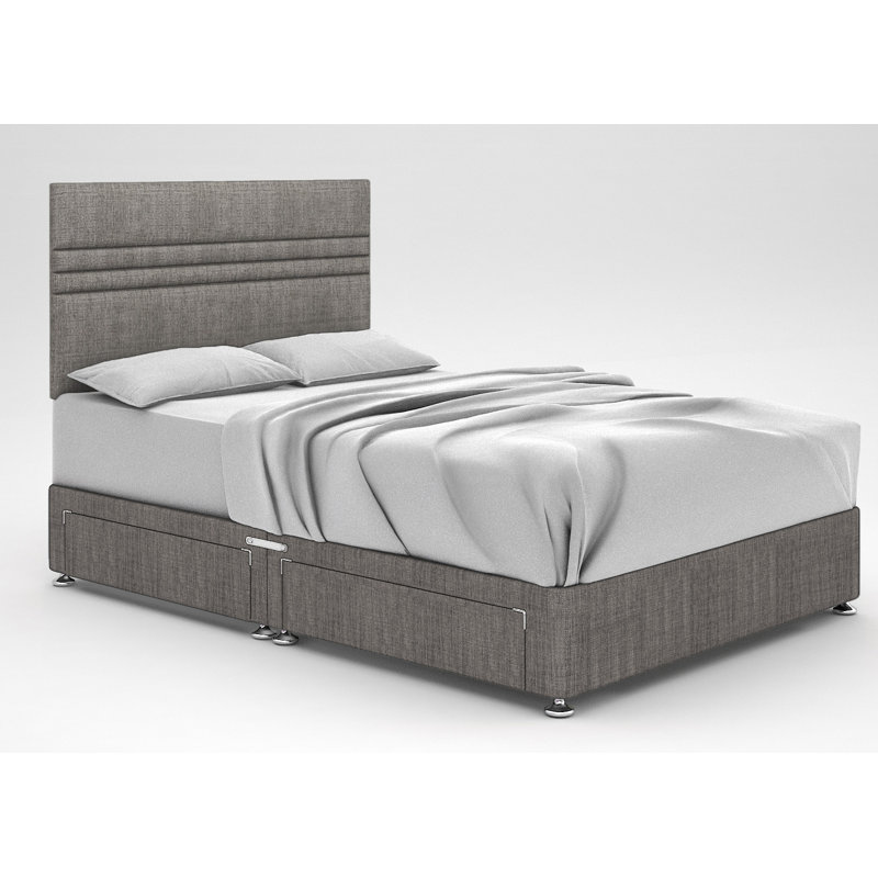 Ostara Divan Bed Base, 2 Drawers Same Side, Charcoal, Small Single (2'6)