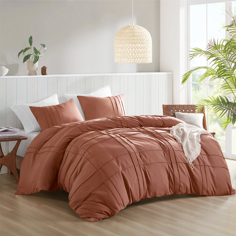 Porter Textured Duvet Cover Bedding Set, King Duvet Cover + 2 King Shams, Blush