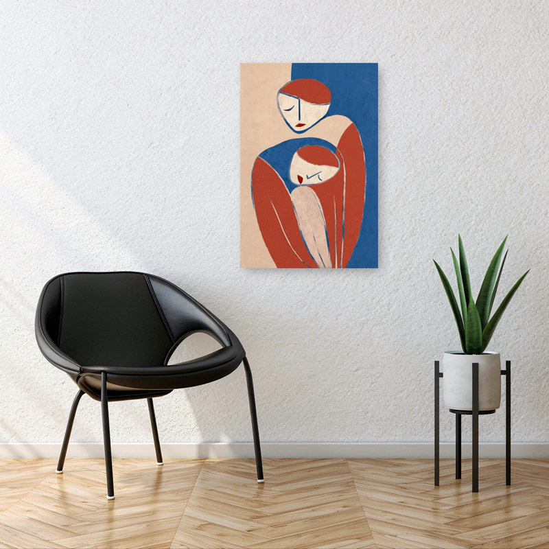 Comforting Embrace Abstract Bold Contemporary Wall Art Print 1 Piece Wrapped Canvas Wall Art, 91.44cm H x 60.96cm W