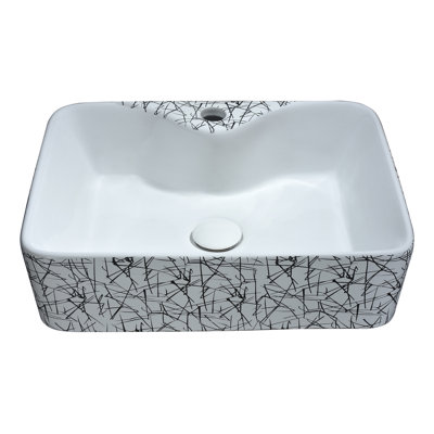 ANZZI Belgian 14.6'' Gray/White Vitreous China Square Bathroom Sink with Overflow