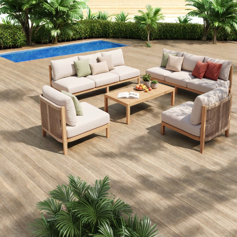 Ensemble de cordes en bois d'acacia 5 pièces Modern Modern Patio Sofas