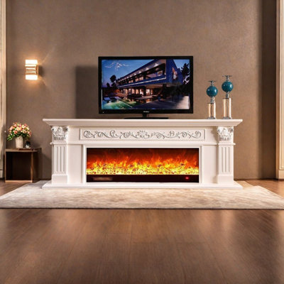 Three-dimensional carving craft fireplace