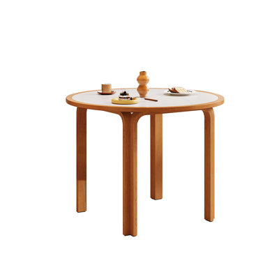 White&Walnut Round Sintered Stone Dining table
