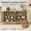 Buffet en bois moderne avec rangement, grand buffet cannelé avec tablettes réglables, crédence, console d'appoint-129859307