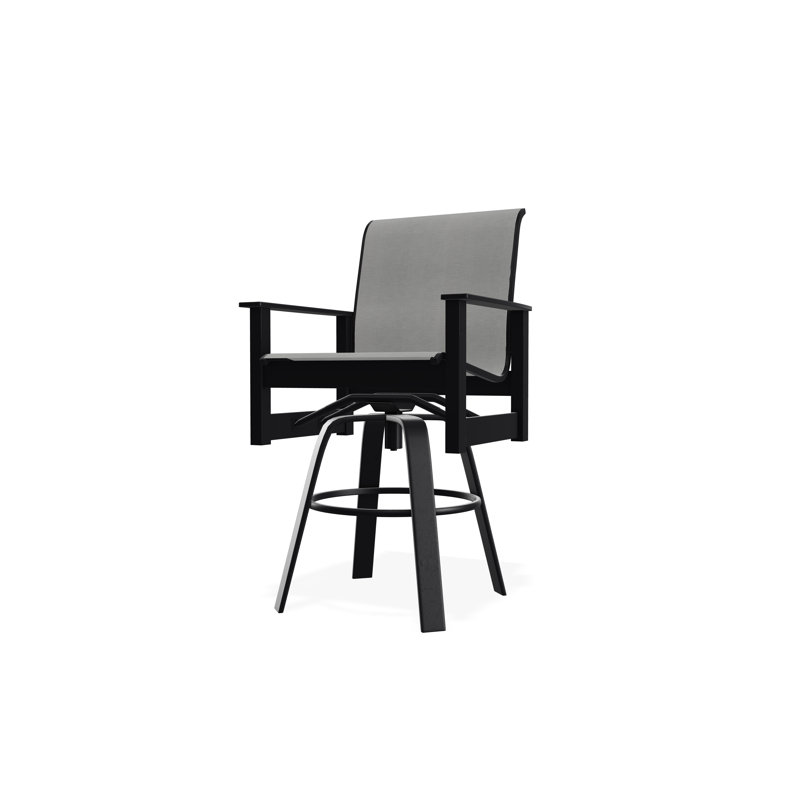 Fauteuil pivotant à hauteur de barre en polymère de qualité marine Leeward Sling, Alliage Sunbrella®, Noir, 30"