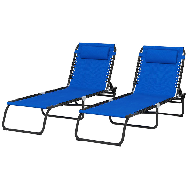 Folding Chaise Lounge Pool Chair, Light Blue, 2
