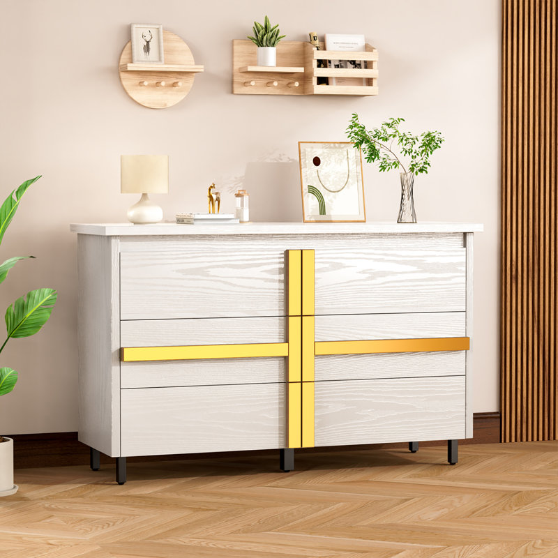 Commode double 6 tiroirs, Blanc / Blanc