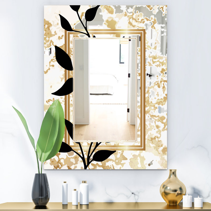 Botanical Obsidian Glam Frameless Accent Mirror, 39.4" H x 29.5" W