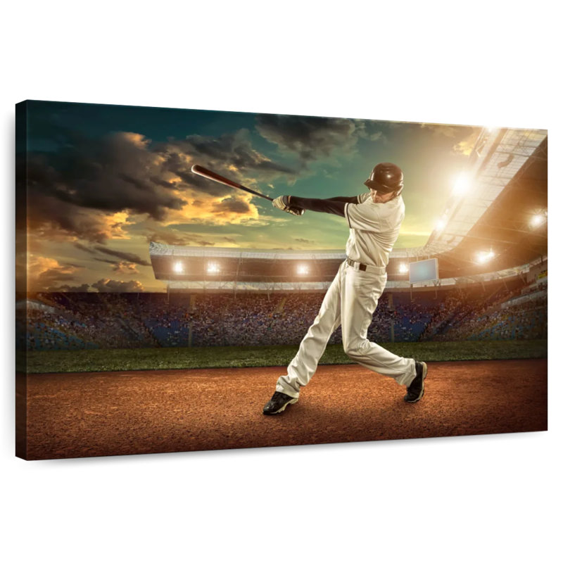 Joueur de baseball Sireci en action, H 20 po x l 30 po