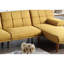 Tissu moutarde de couleur moutarde avec structure en bois massif et pieds de canapé extra rembourrés