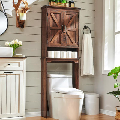 Armoire de rangement Farmhouse au-dessus de la toilette, armoire de salle de bain en bois avec tablette réglable