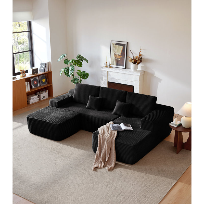 Canapé modulaire spacieux en tissu moelleux, canapé moderne en forme de U pour la maison
